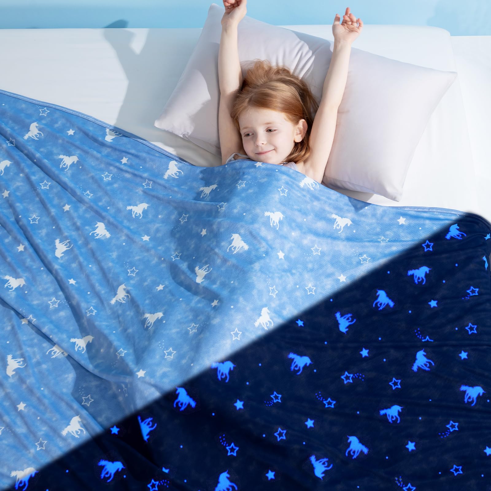 Elegear Kids Cooling Blanket For Hot Sleeper, Glow In The Dark Blanket As Gifts For Girls Boys, Q-Max>0.5 Arc-Chill 3.0 Cool Fab